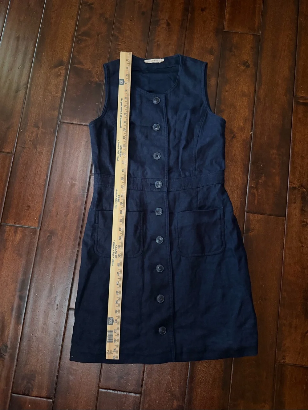 Tory Burch - Linen Sleeveless Button-Front Navy Dress